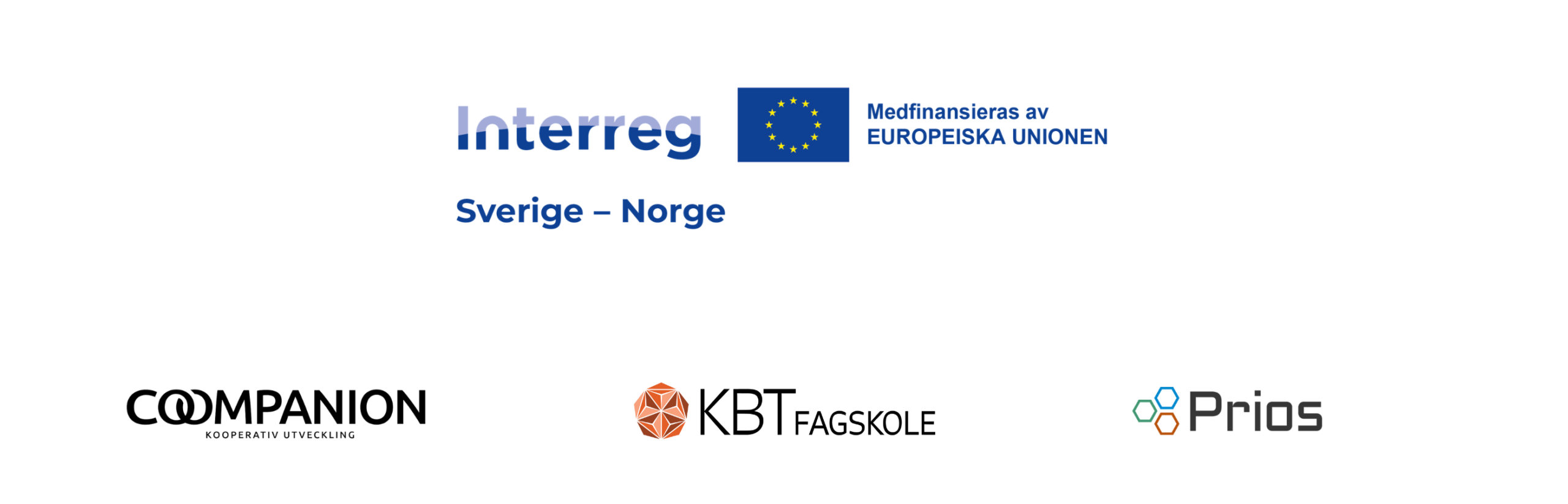 Logoer til Interreg Sverige-Norge, Coompanion, KBT fagskole og Prios kompetanse